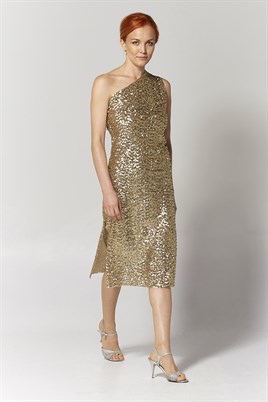 Dore Payetli Tek Omuz Elbise