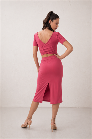 Pink Cotton Lycra SlimFit Tango Skirt 