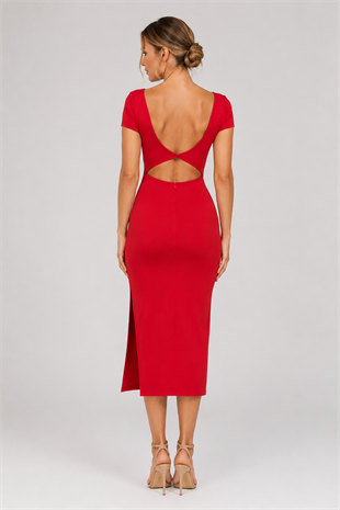 Red Cotton Lycra Tango Dress Mariposa