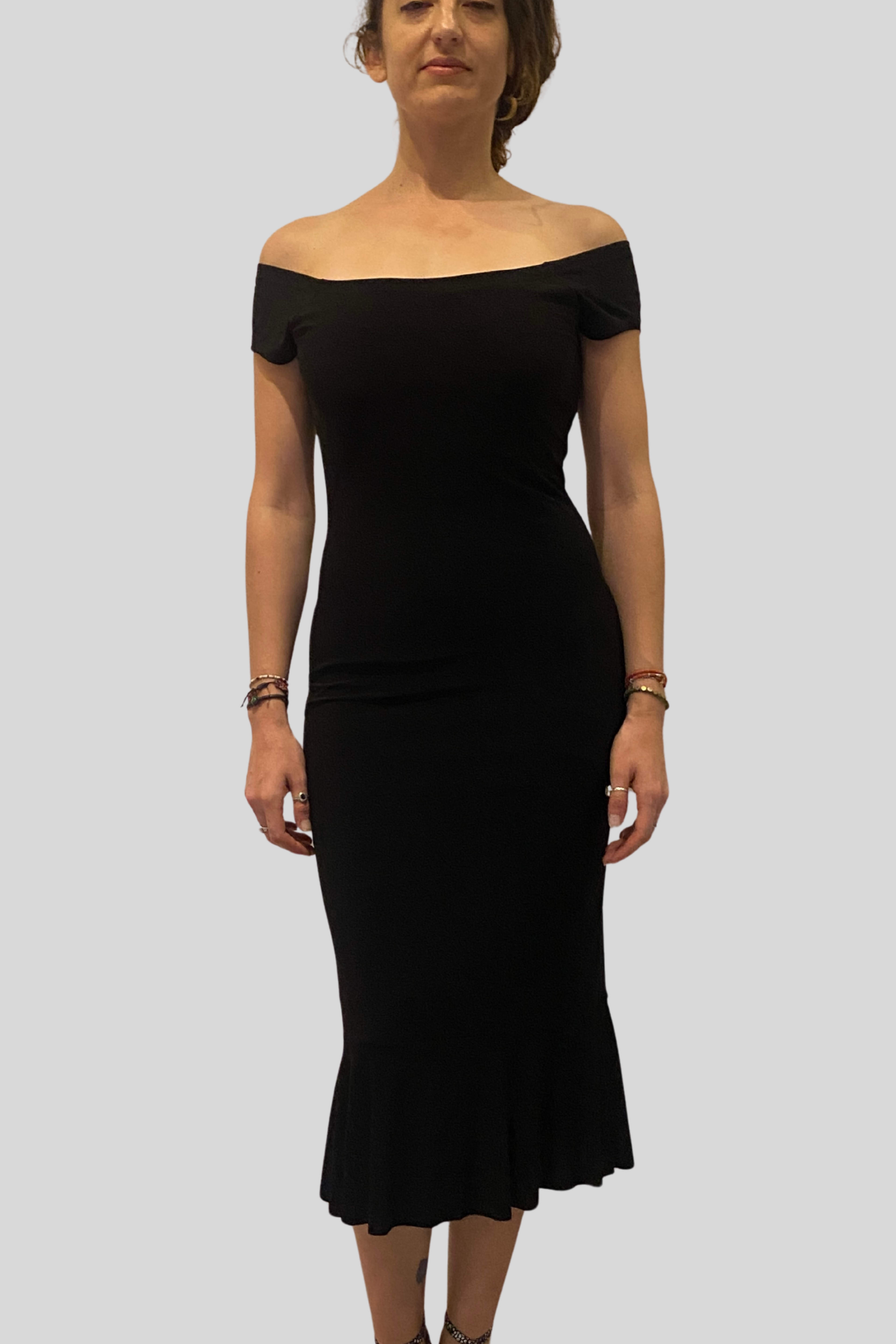 Black Cotton Lycra Tango Dress Diana