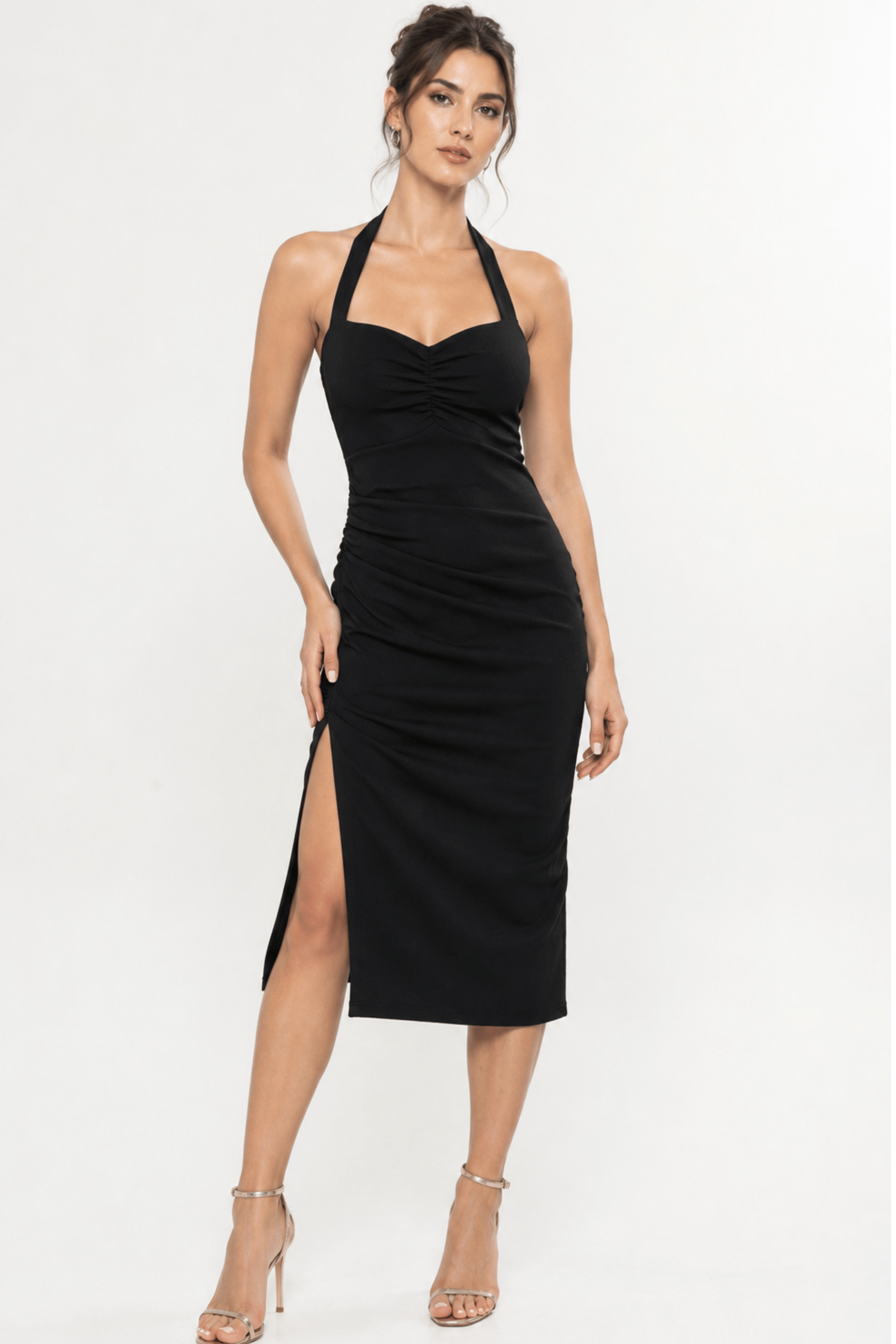 Black Cotton Lycra Tango Dress No 6 Slim Fit 