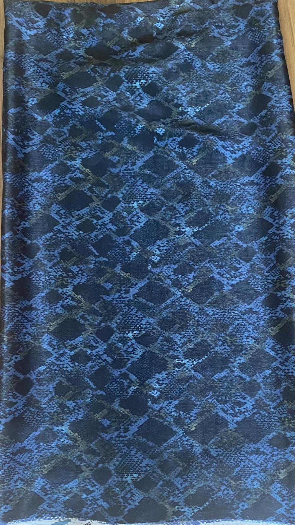 Blue & Dark Blue Printed Satin - Kz