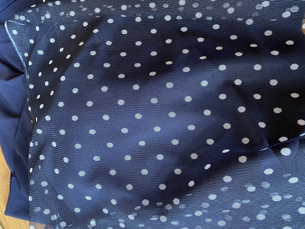 Dark Blue & White Polka Dots Tulle