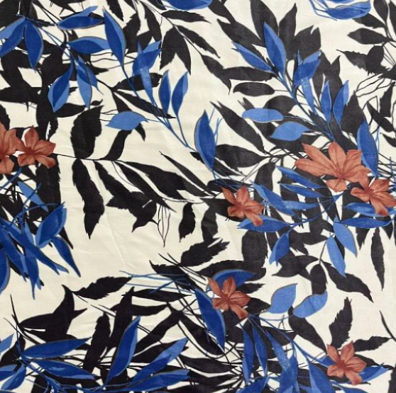 Leaves & Flowers Printed Satin - Kz