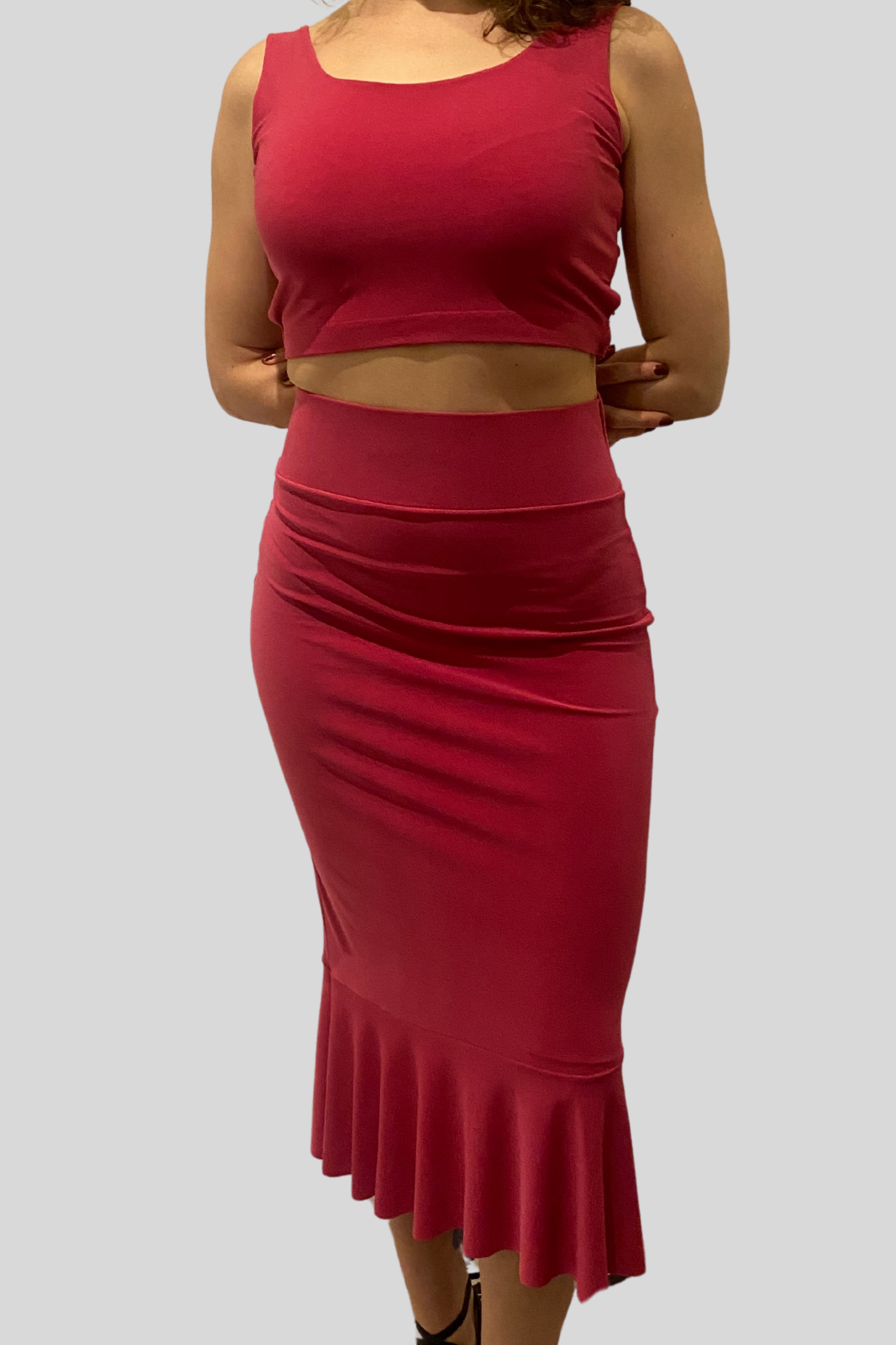 Pink Cotton Lycra Tango Skirt Stephanie