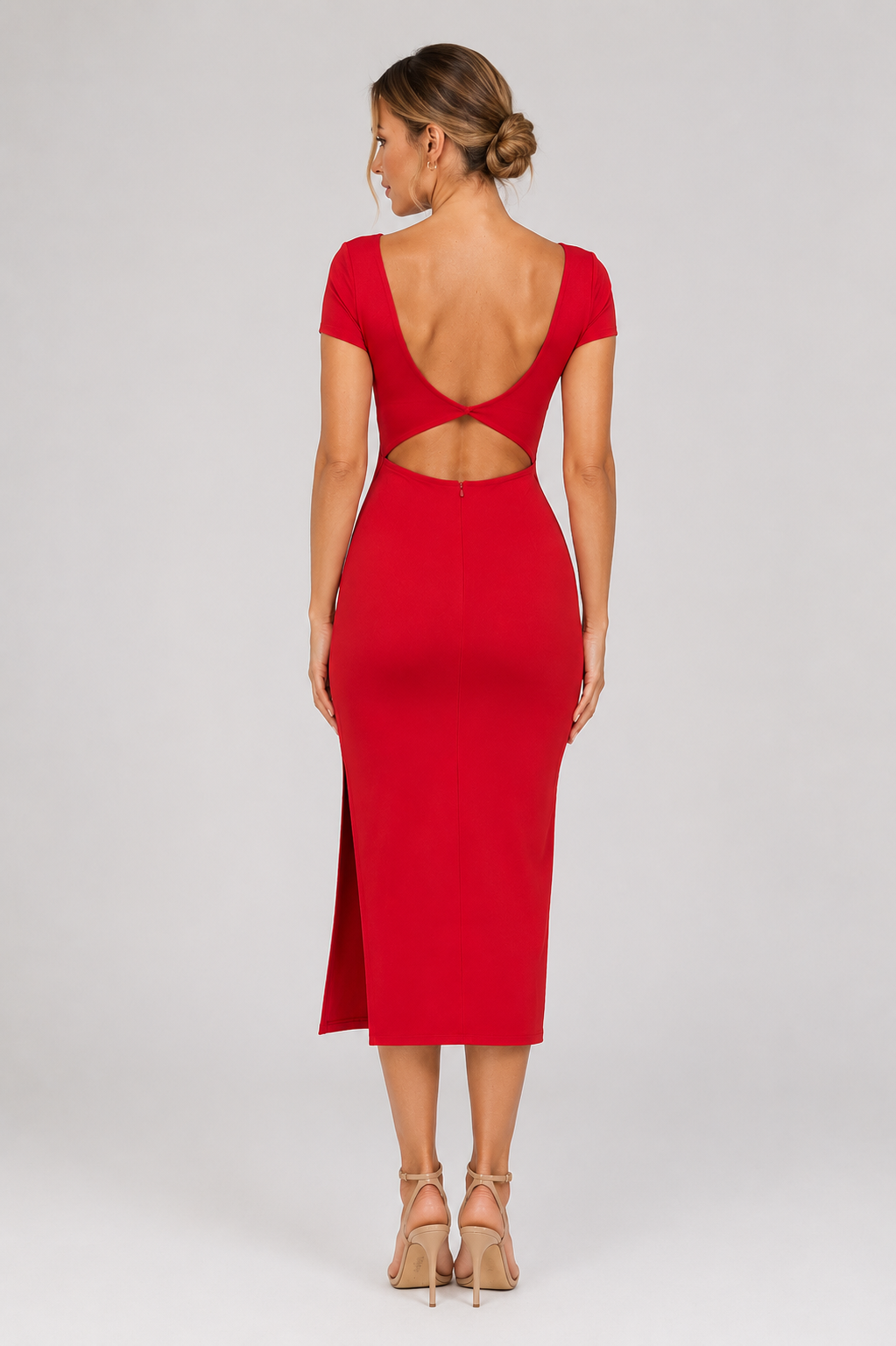 Red Cotton Lycra Tango Dress Mariposa
