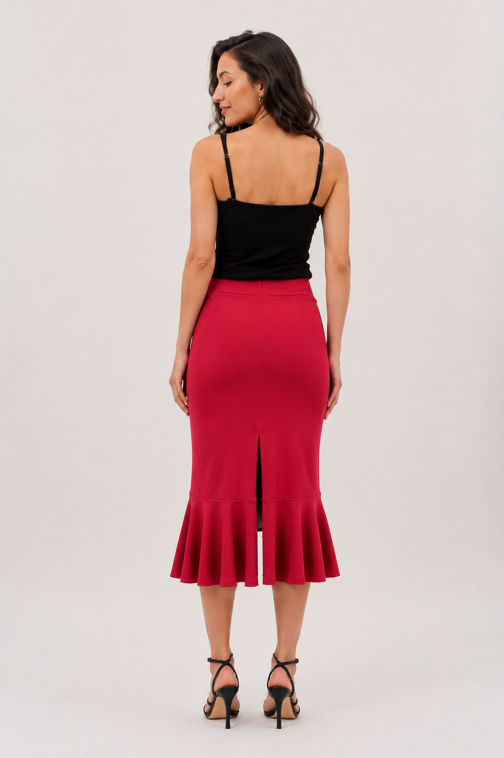 Red Cotton Lycra Tango Skirt Stephanie