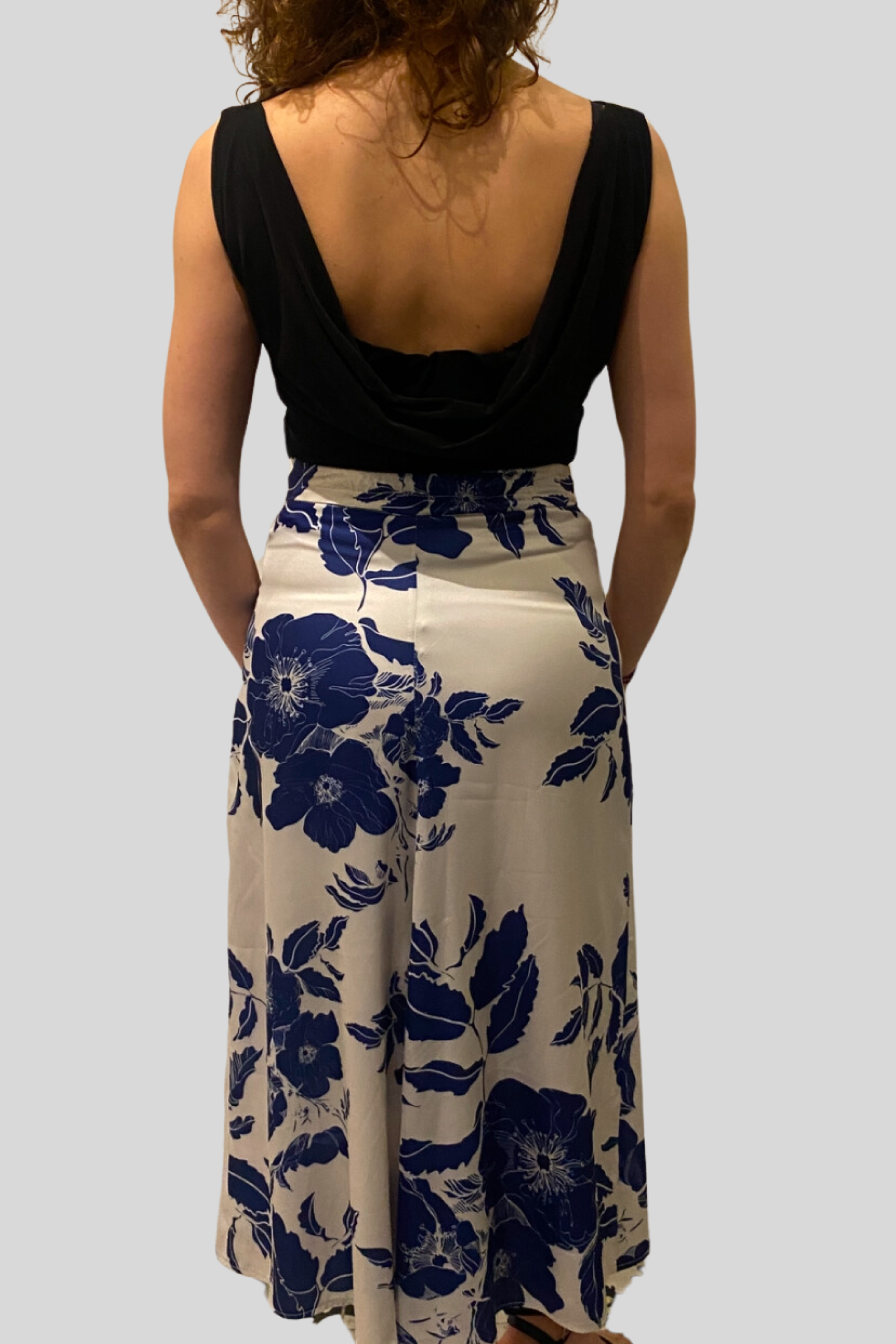Satin Flared Skirt with Front and back Slid