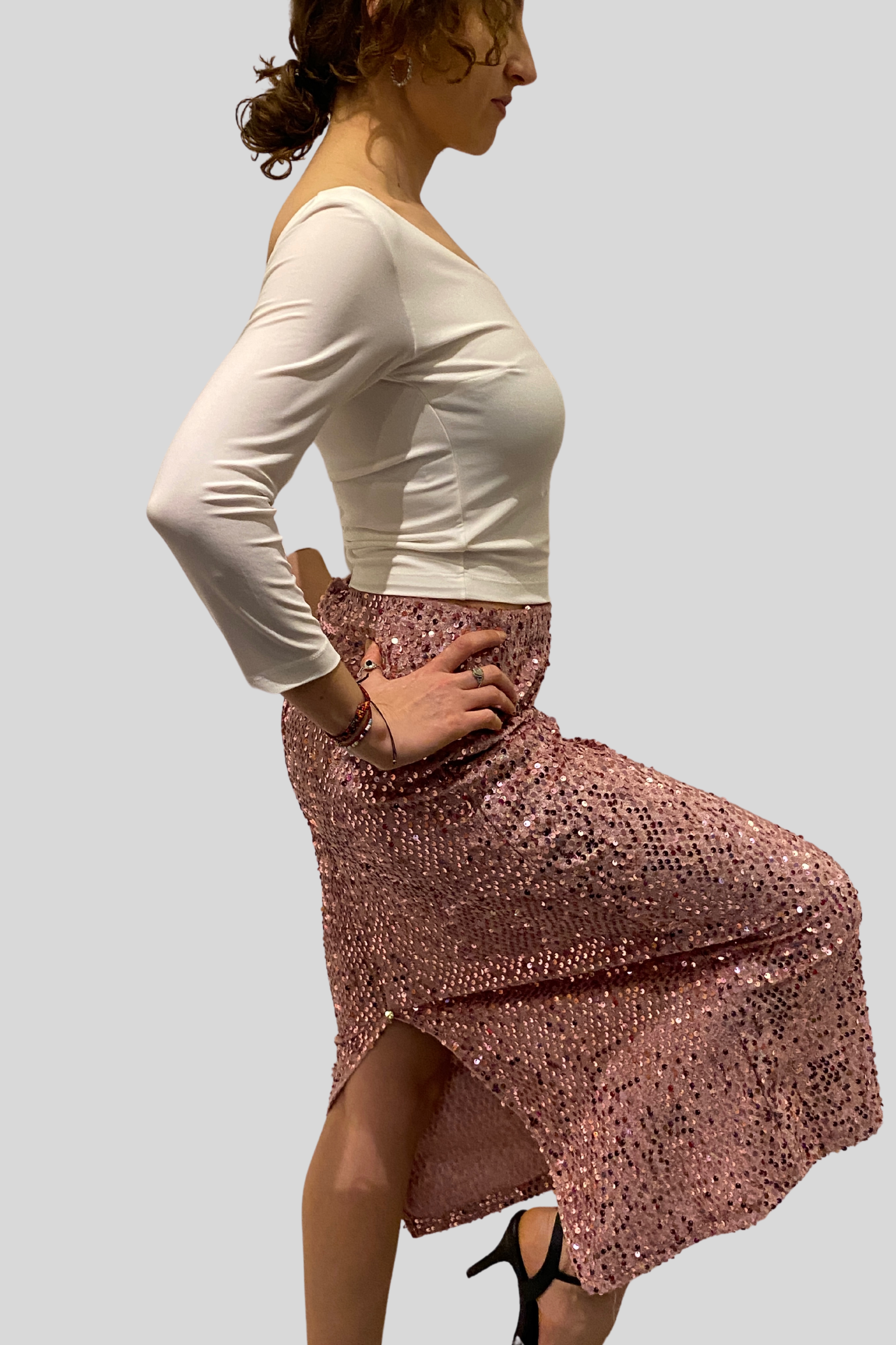 Sequin SlimFit Tango Skirt with Back Slid