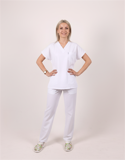 Kadın Dr Treys Yarasa Kol Linda İnce Esnek Kumaş Lacivert Scrubs Nöbet Takımı