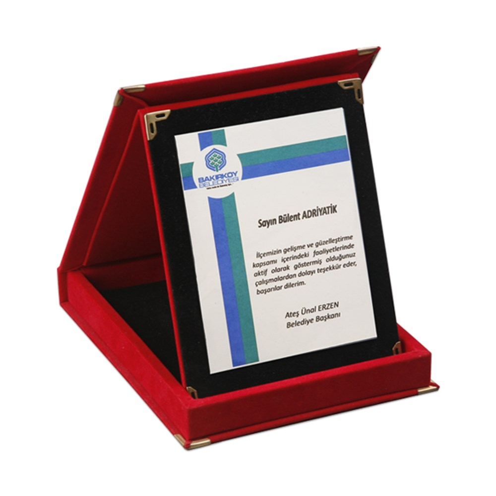Kadife Kutulu 12x16 Cm Albüm Tipi Katlanır Plaket