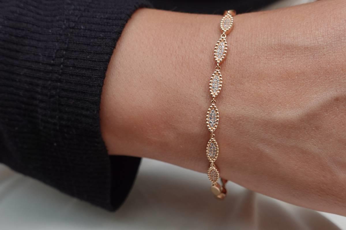 Damla Taşlı Rose Gold Bileklik
