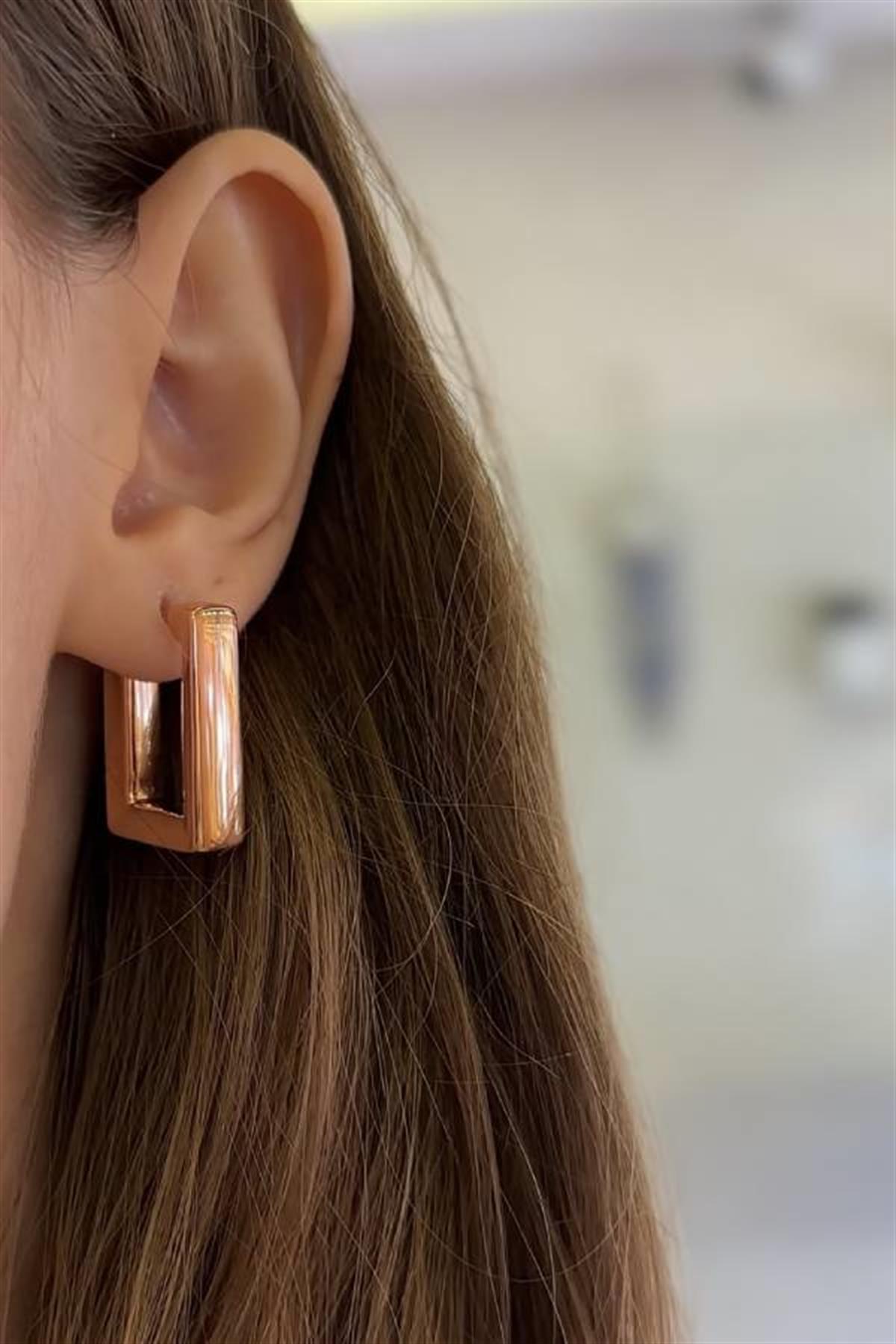 Kare Rose Gold Küpe