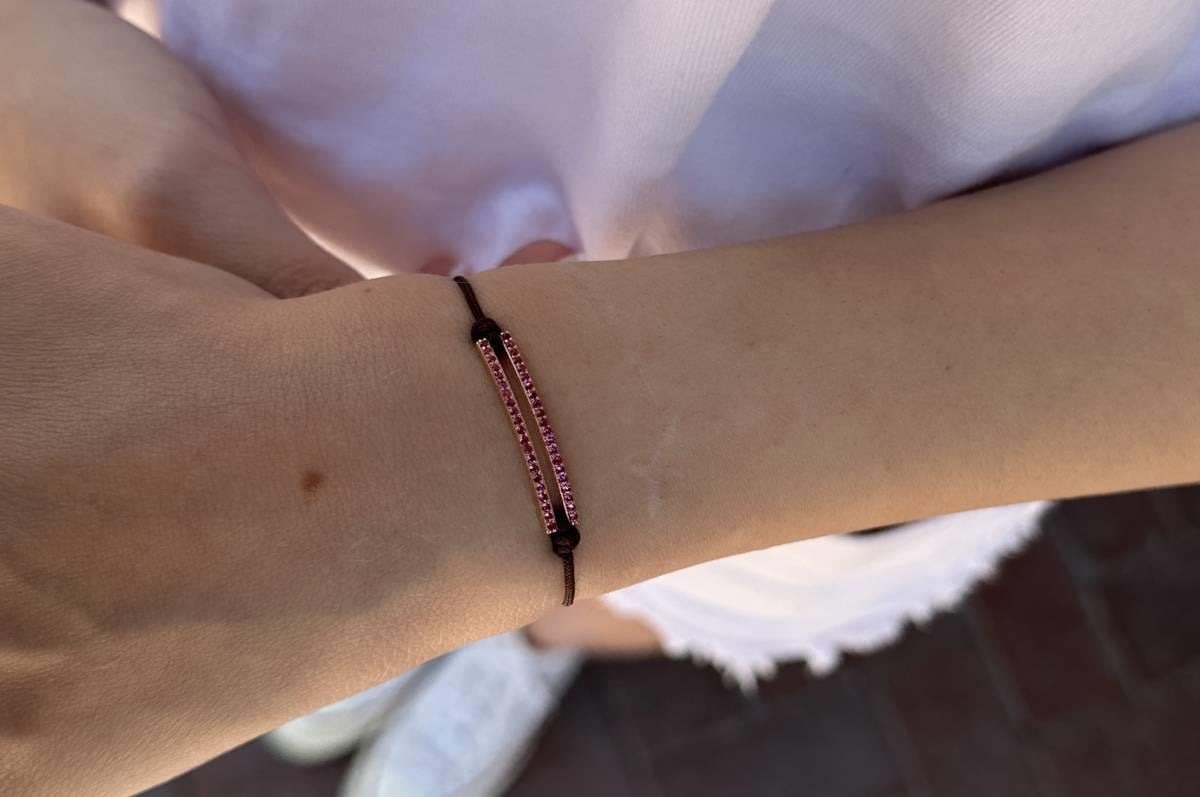 Pembe Taşlı İpli Bileklik