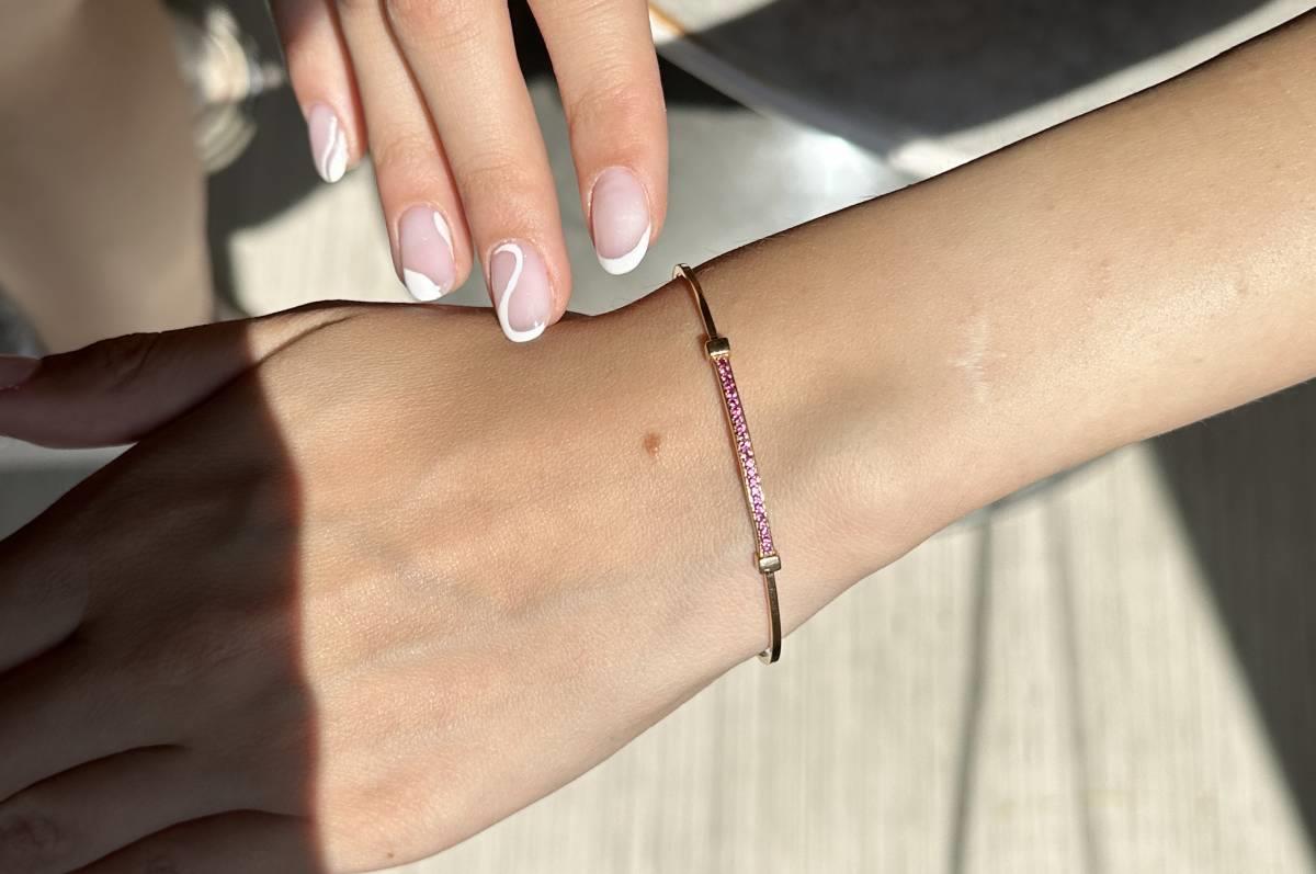 Pembe Taşlı Rose Gold Kelepçe
