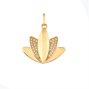 Taşlı Lotus Kolye Ucu