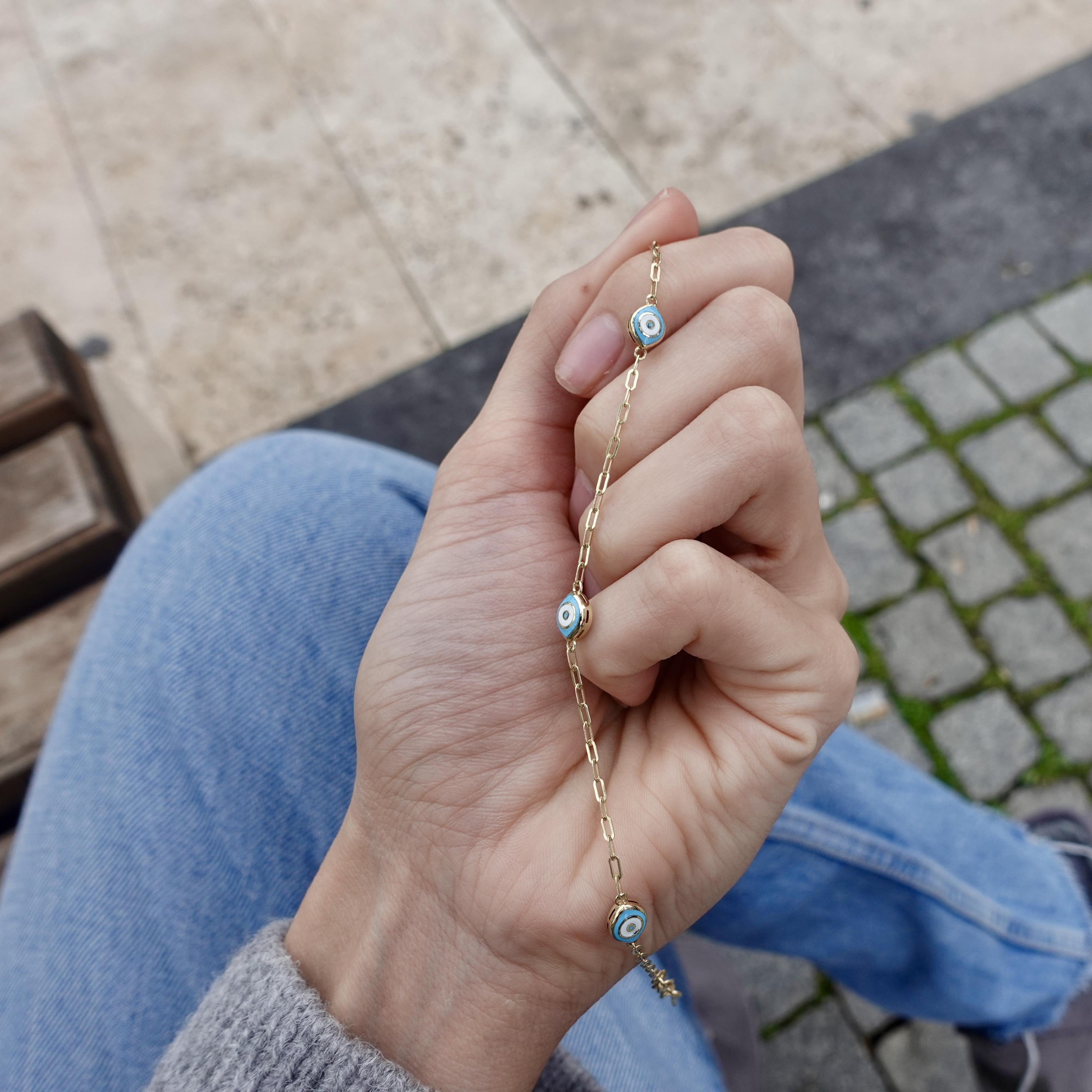 3'lü Turkuaz Nazar Bileklik