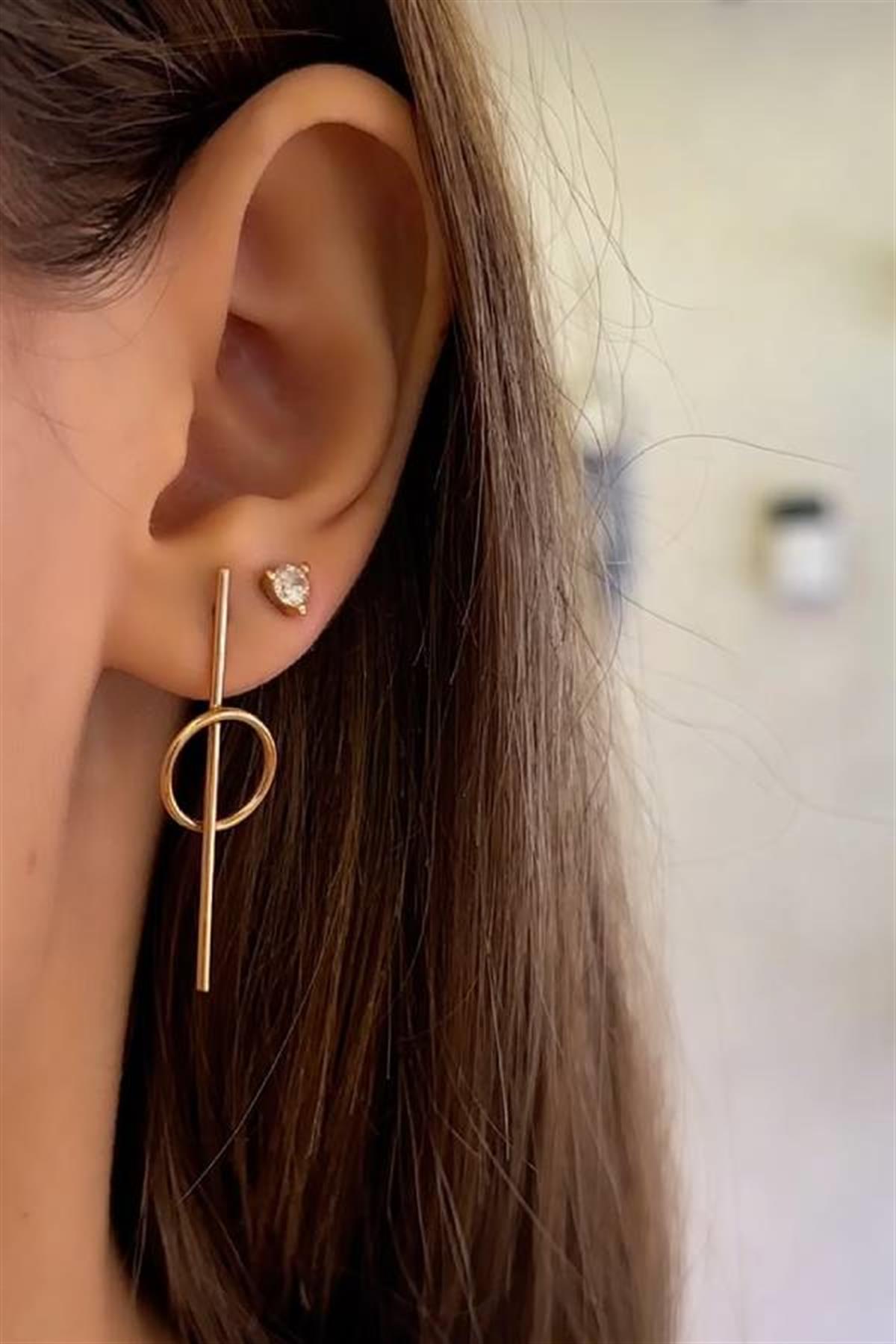 Dairesel Rose Gold Küpe