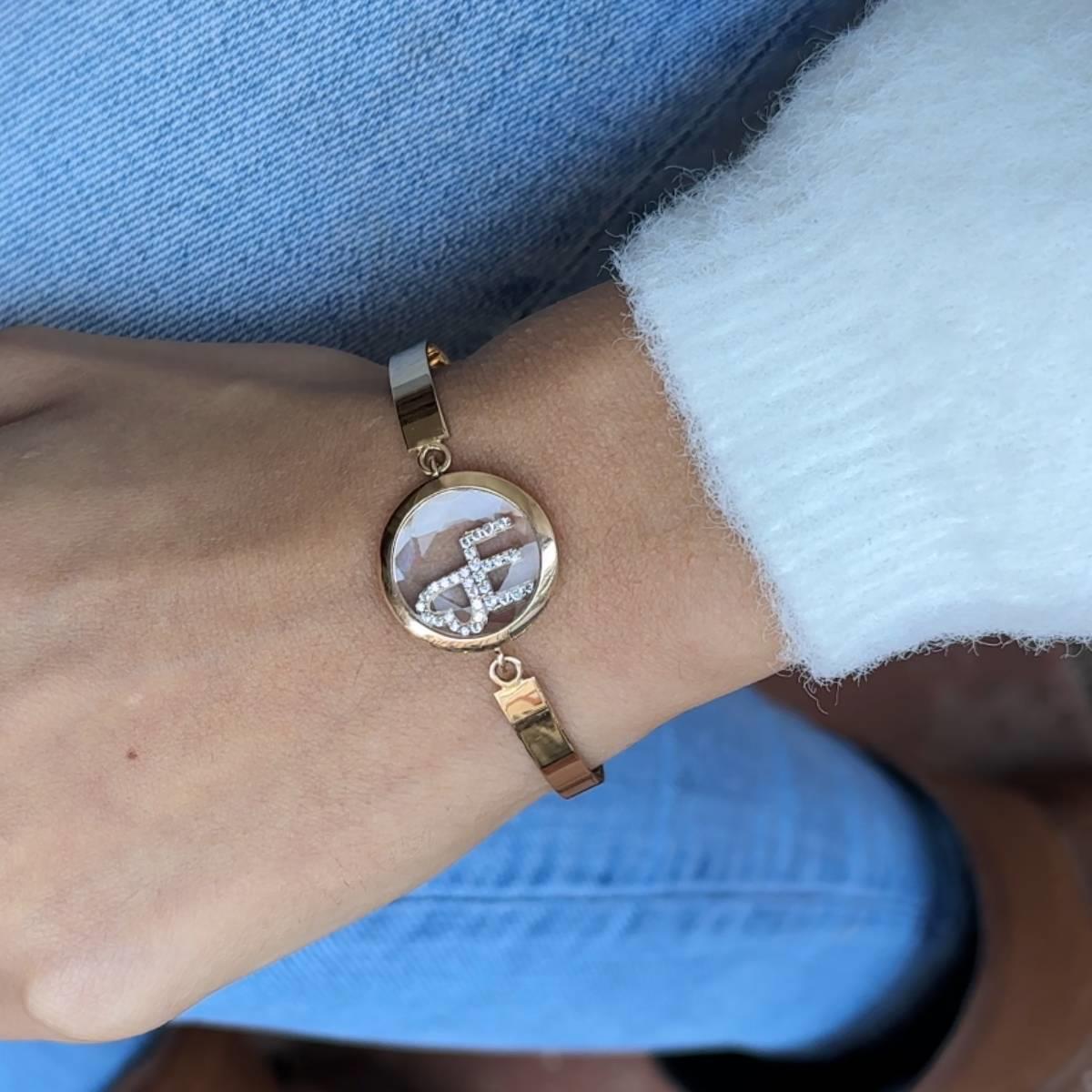 E Harf Rose Gold Bileklik