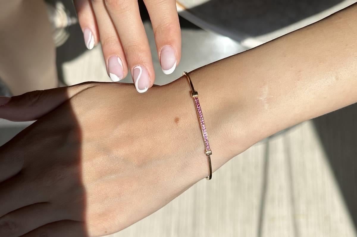 Pembe Taşlı Rose Gold Kelepçe