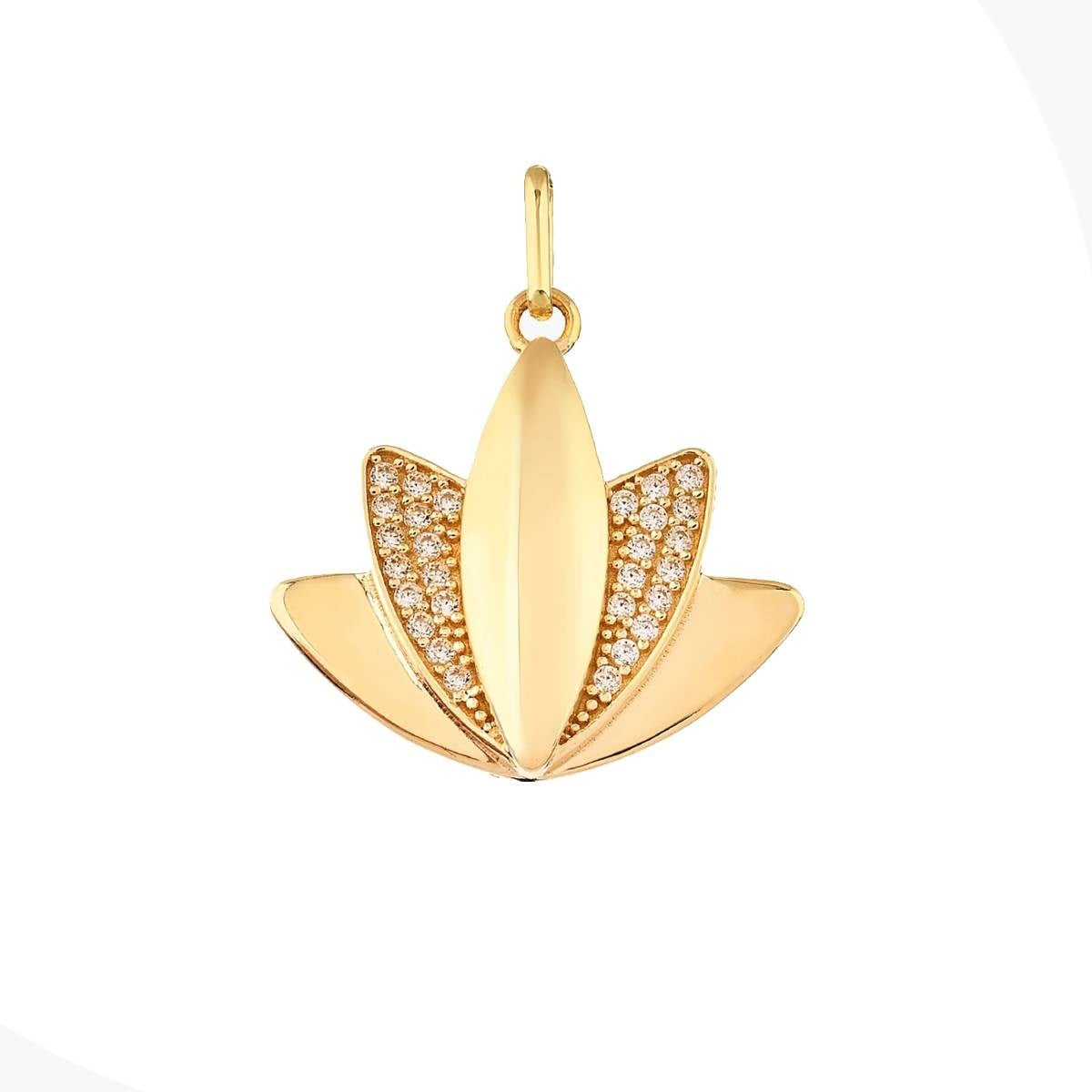 Taşlı Lotus Kolye Ucu