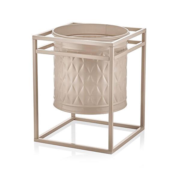 The Mia Prizma Detaylı Karamel Galvaniz Saksı 45x35x35 cm PZM0062