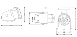 Bemis Priz CEE 32A IP44 Duvar90° 3P+N+E