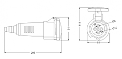 Bemis Priz CEE 32A IP44 Uzatma 3P+E Vid.