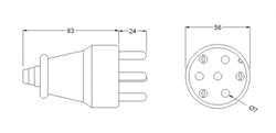 Bemis Fiş Kauçuk IP44 25A Düz 3P+N
