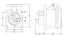 Bemis 40-078 CEE Norm 4/32A 380V MAKİNE PRİZ