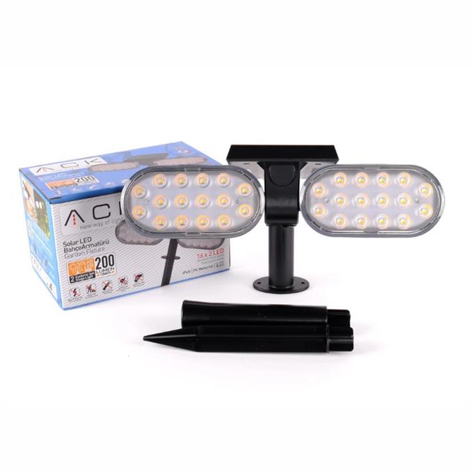 ACK8W/h 3000K Günışığı Solar Led Kazıklı İkili Çim Armatürü  AG60-02801
