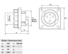 Bemis 125A Cee Norm Düz Makine Fişi Vidalı IP44 3P+E 