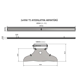 Haksat 2x2x49W Yüksek Tavan Armatürü