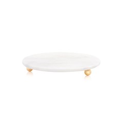 The Mia Marbre Mermer 25 Cm Boncuk Ayaklı Beyaz Servis MER0009