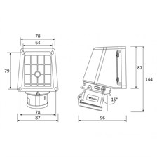 Bemis  90°  CEE Eğik Duvar Priz BC1-1403-253516A 2P+E