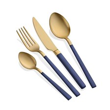 The Mia Çatal-Kaşık-Bıçak Seti 24 PARÇA MAT GOLD & LACİVERT CKB0103