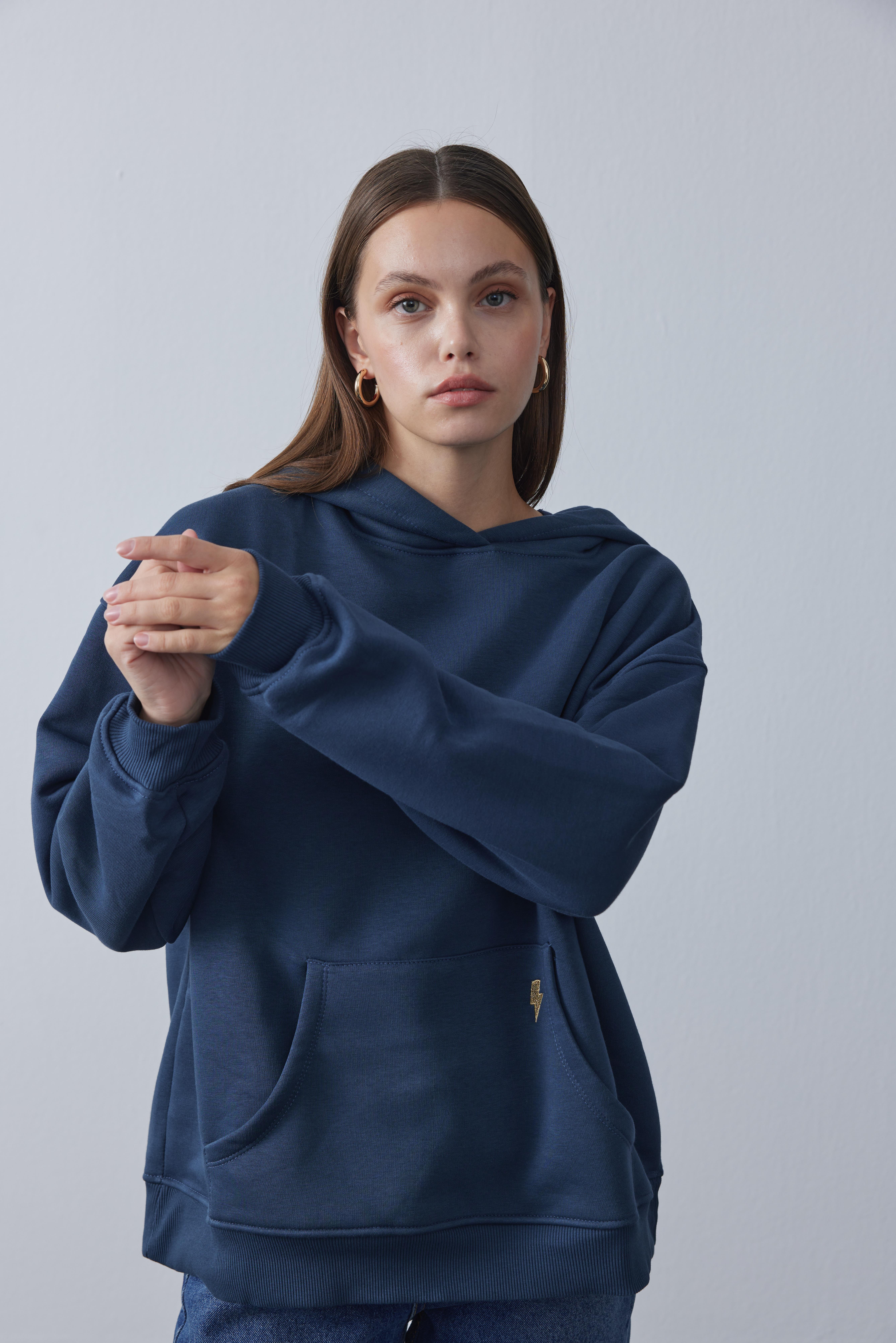 Kapüşonlu Sweatshirt Lacivert