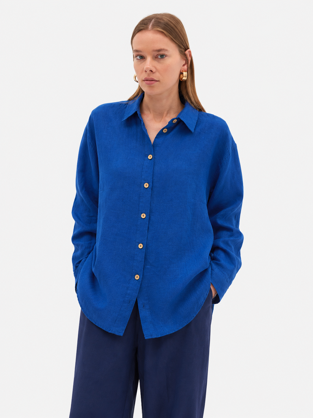 Linen Basic Gömlek Saks