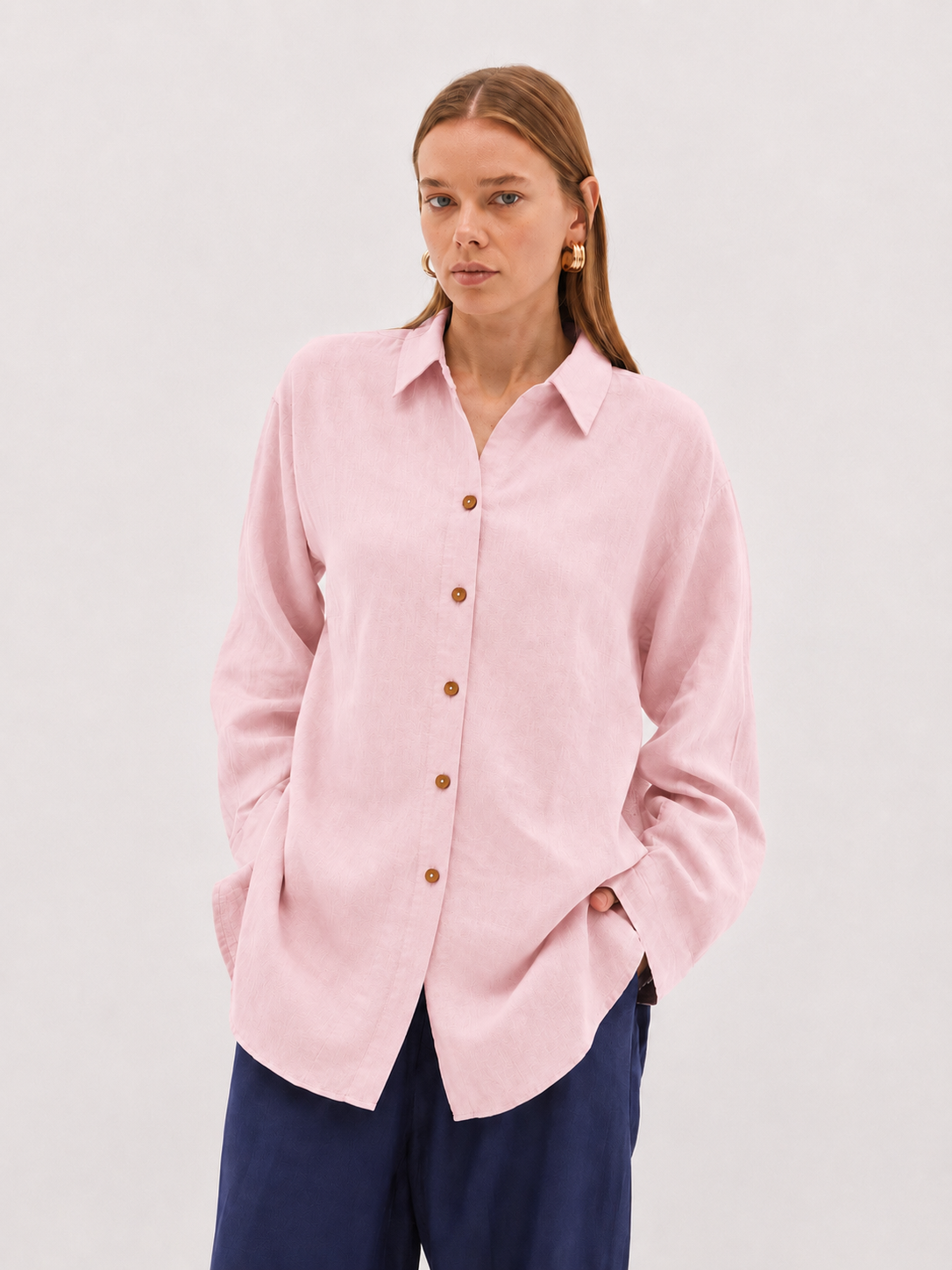 Linen Basic Gömlek Şeker Pembe