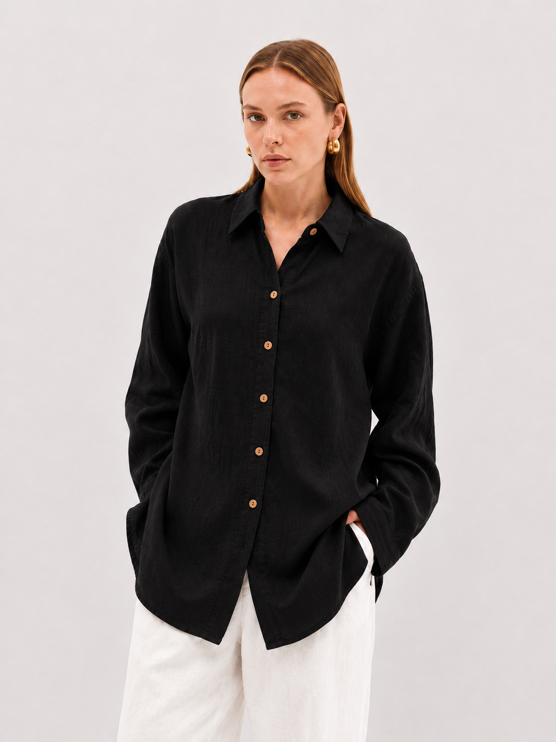 Linen Basic Gömlek Siyah