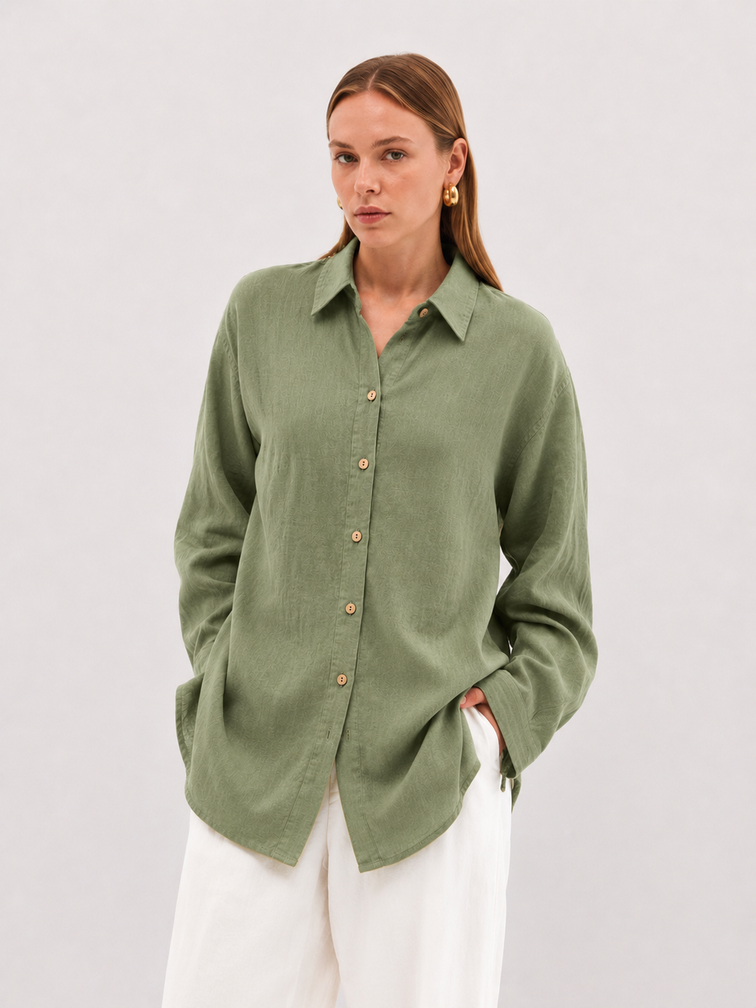 Linen Basic Gömlek Yeşil