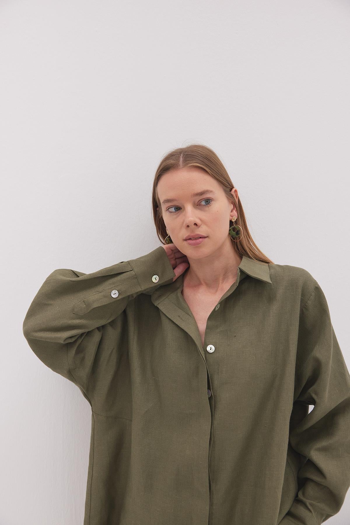 Linen Gömlek  Yeşil