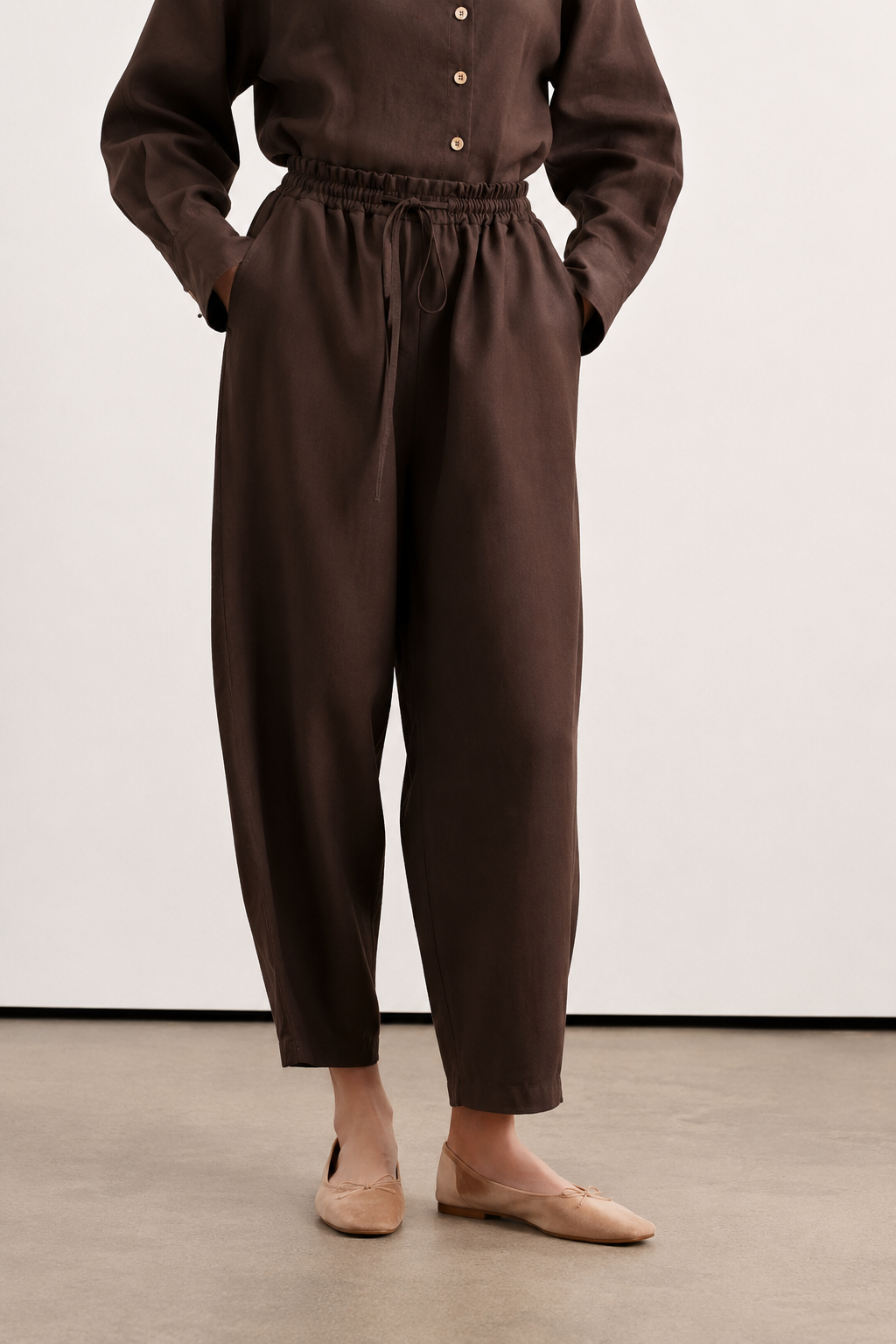 Linen Şalvar Pantolon Kahve