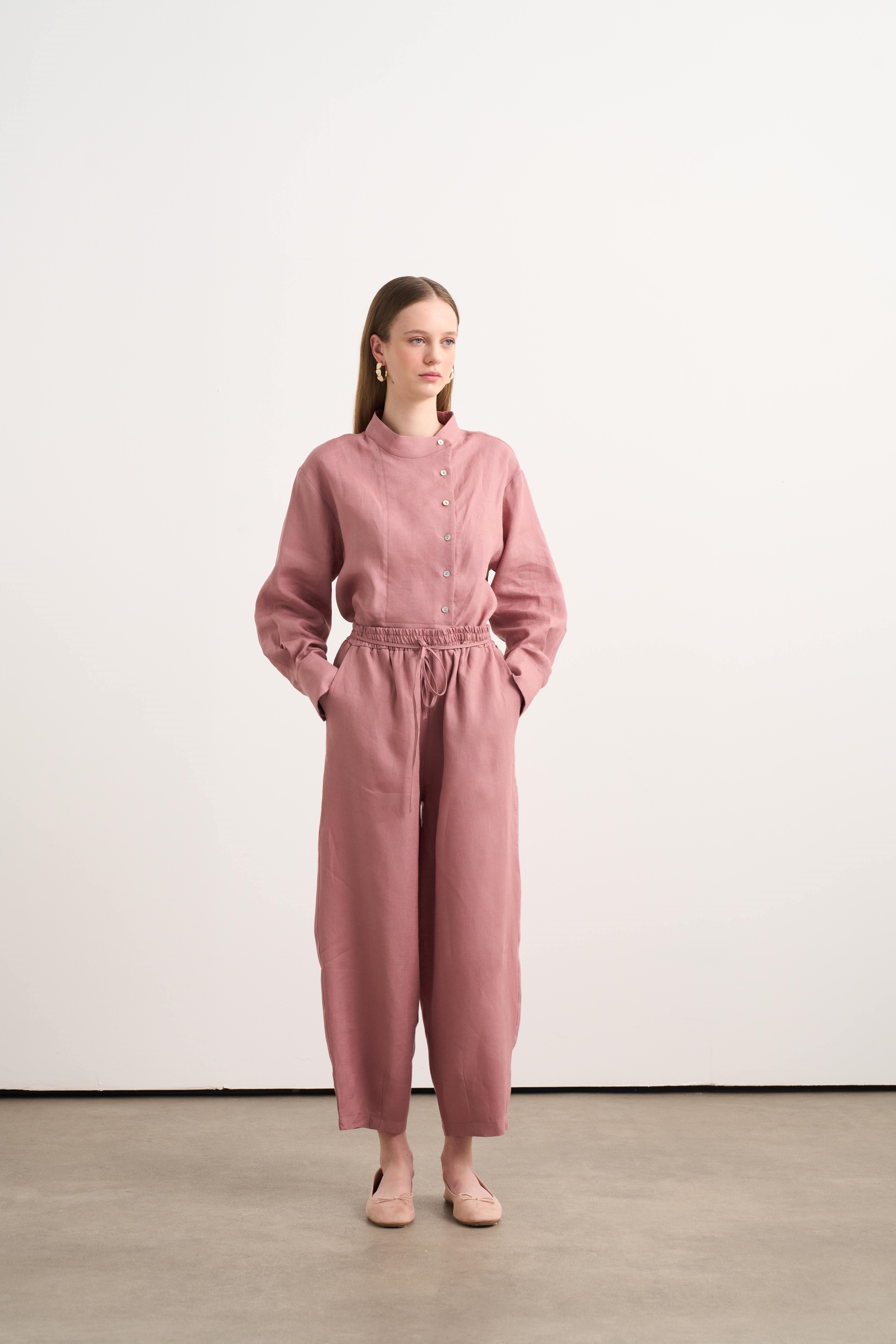 Linen Şalvar Pantolon Rosa