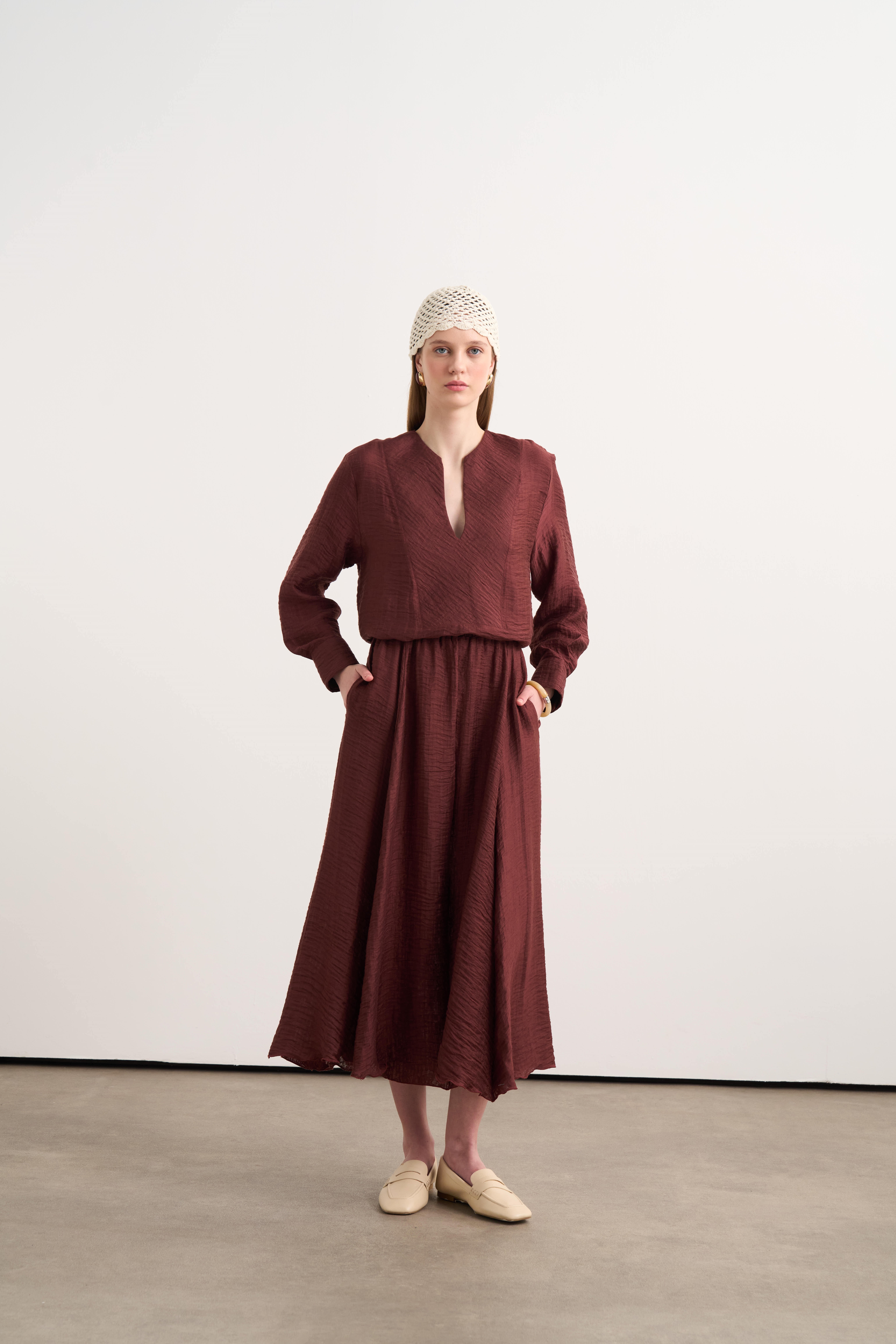 Linen Sansa Bordo Takım