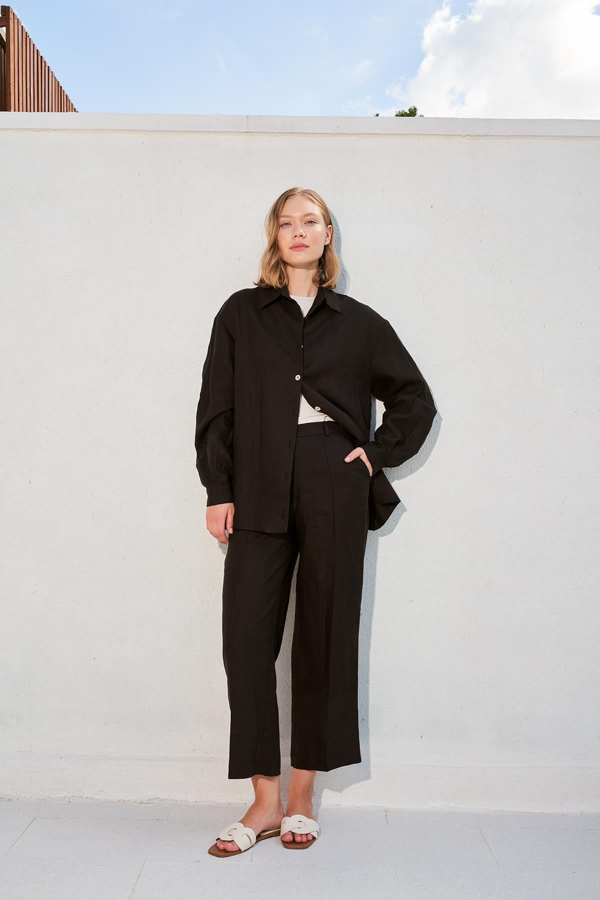 Linen Soft Gömlek-Siyah
