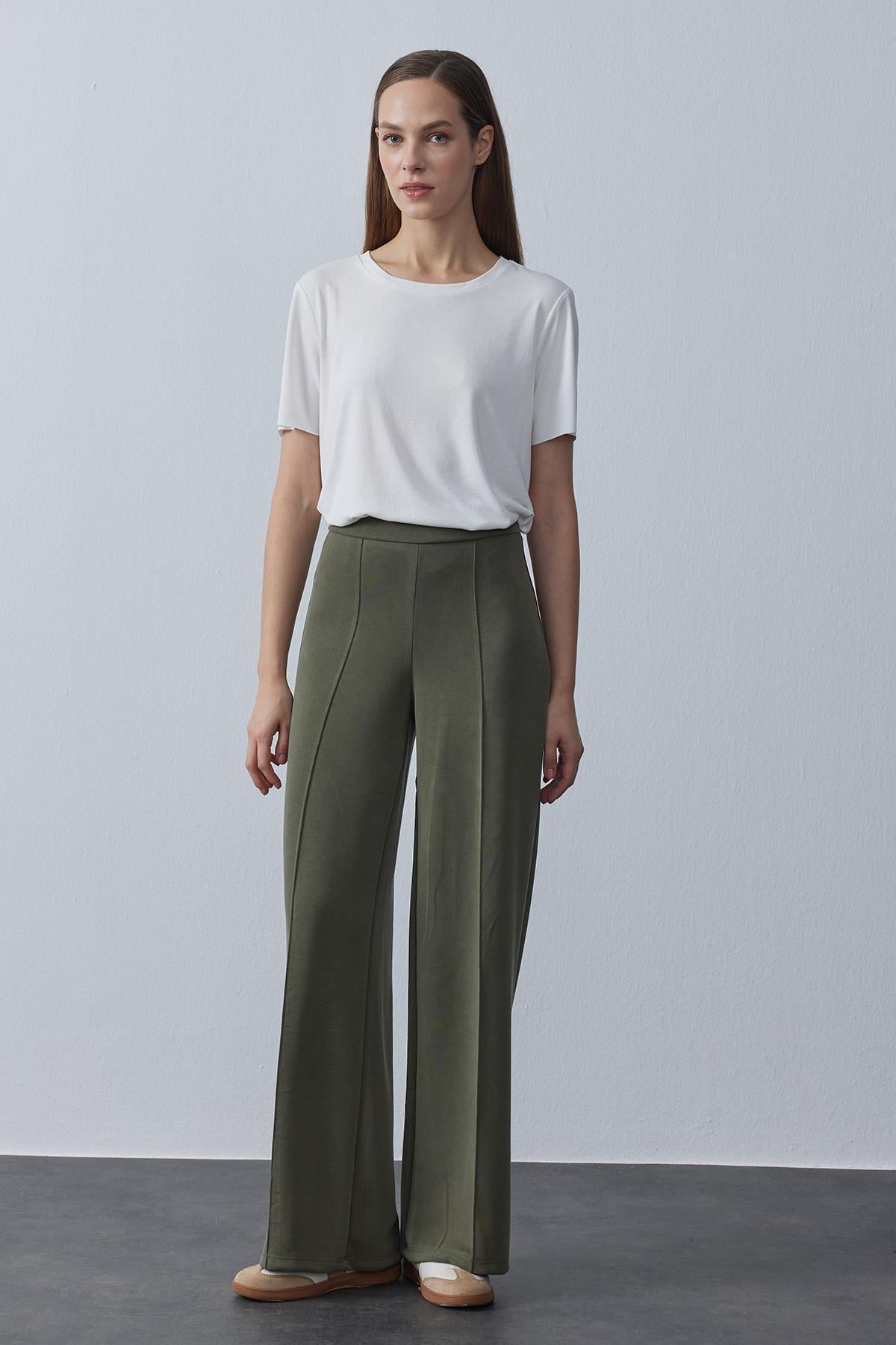 Modal Çimalı Pantolon Haki