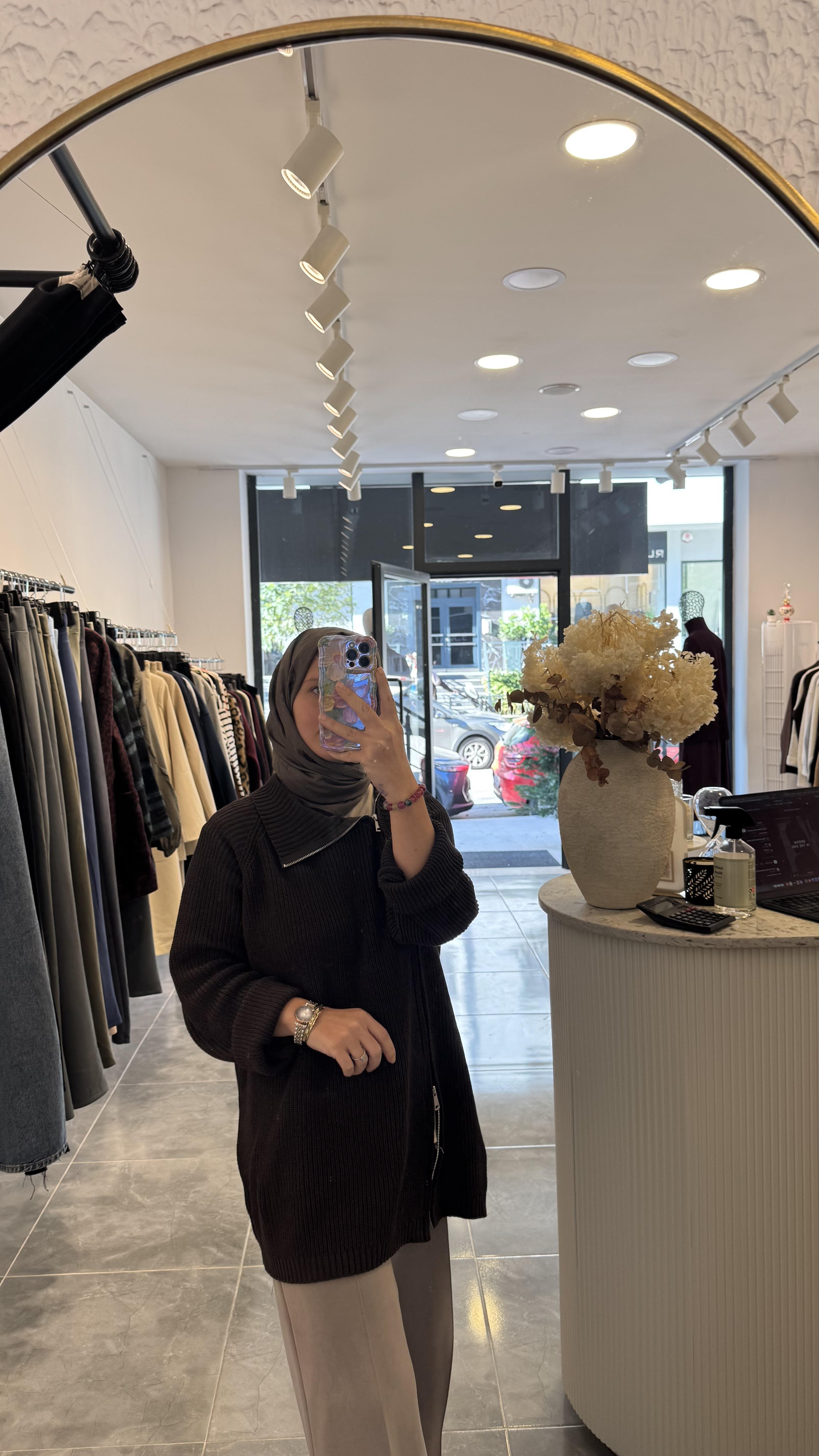 Fermuarlı AcI Kahve Triko Kazak