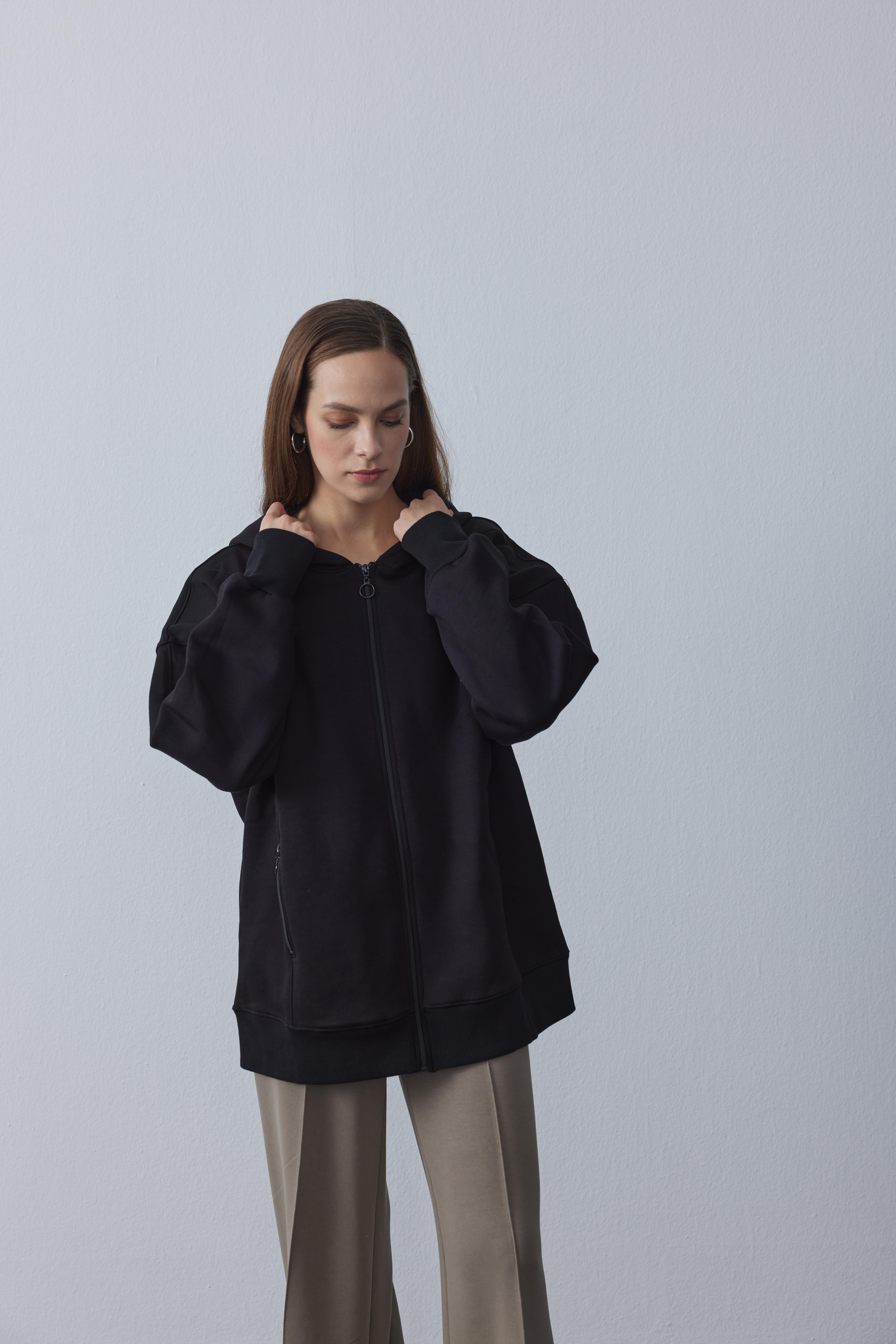 Fermuarlı Hırka Siyah