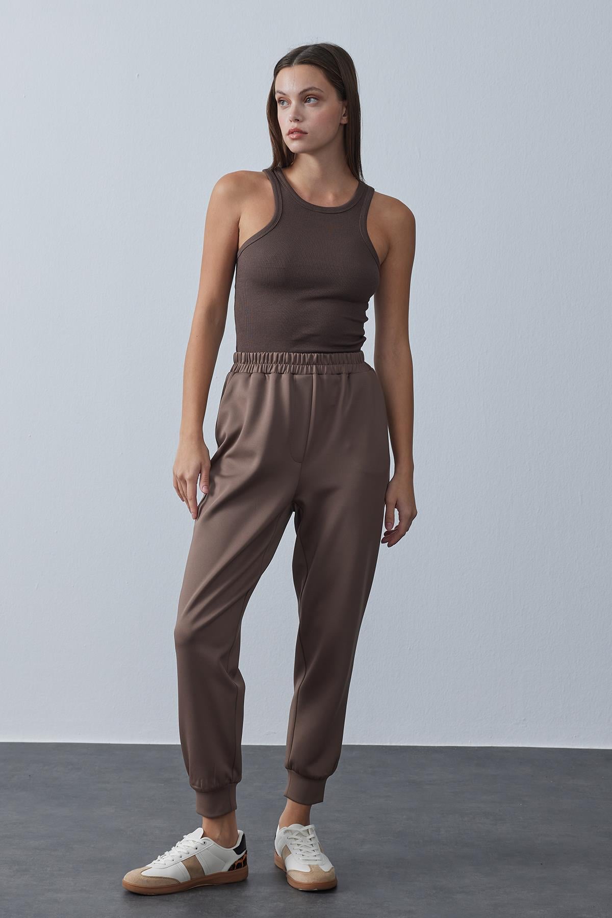 Jogger Model Scuba Pantolon Kahve